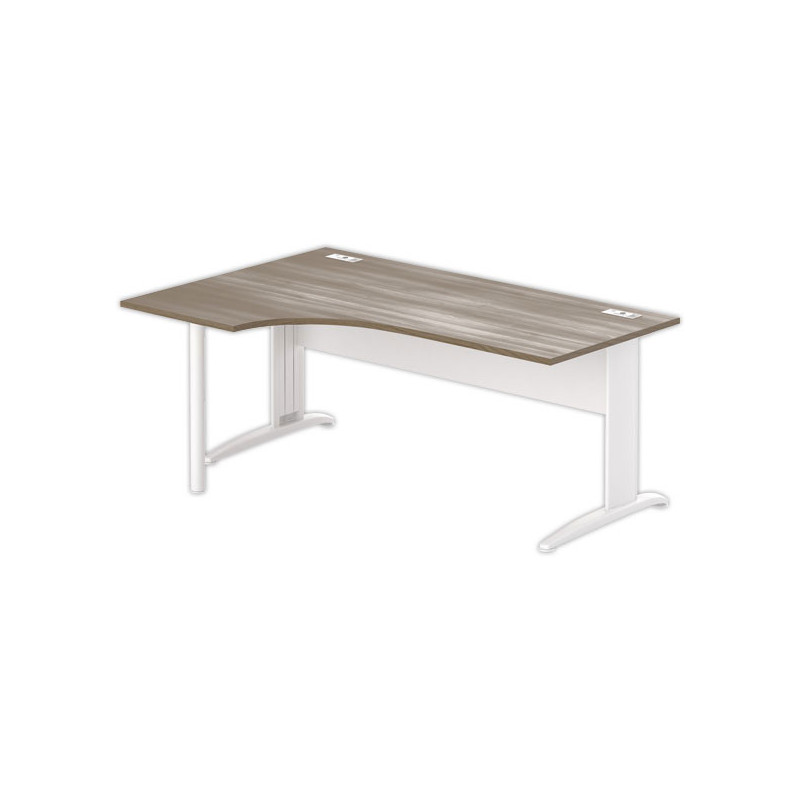 Bureau BUENOS AIRES compact retour à gauche noyer/blanc, L180 - Fiducial Office Solutions