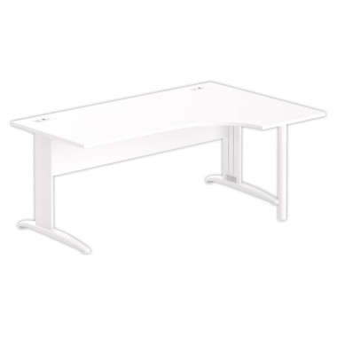 Bureau BUENOS AIRES compact retour à droite blanc/blanc, L180 - Fiducial Office Solutions