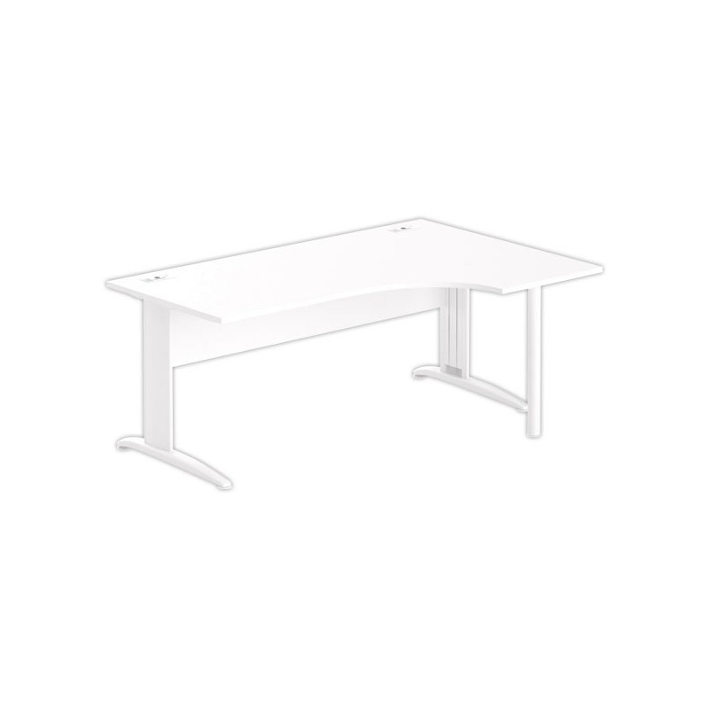 Bureau BUENOS AIRES compact retour à droite blanc/blanc, L180 - Fiducial Office Solutions