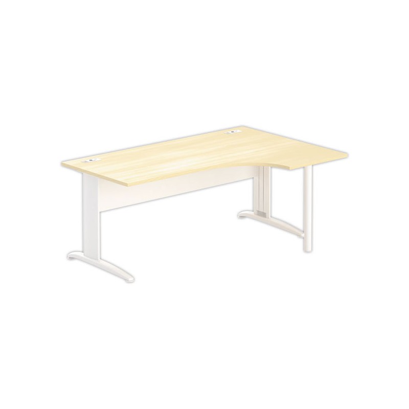 Bureau BUENOS AIRES compact retour à droite hêtre/blanc, L180 - Fiducial Office Solutions