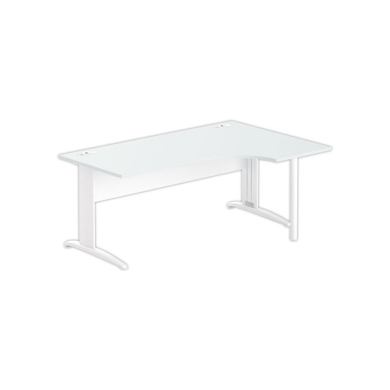 Bureau BUENOS AIRES compact retour à droite gris/blanc, L180 - Fiducial Office Solutions