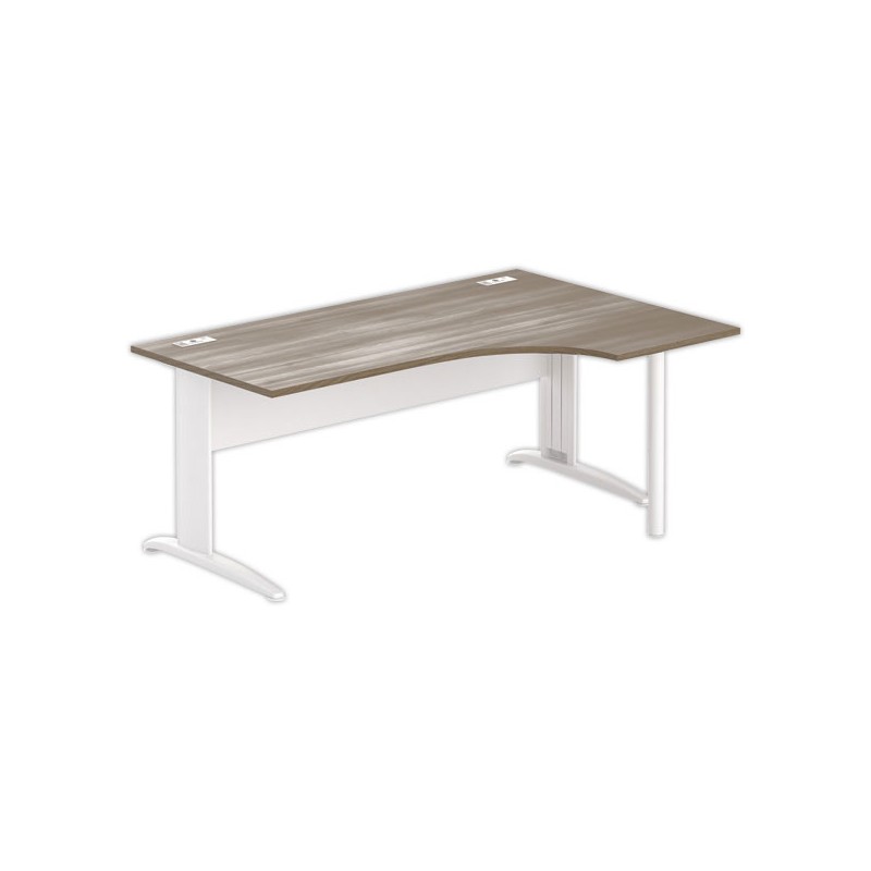 Bureau BUENOS AIRES compact retour à droite noyer/blanc, L180 - Fiducial Office Solutions