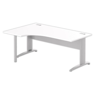 Bureau BUENOS AIRES compact retour à gauche blanc/alu, L180 - Fiducial Office Solutions