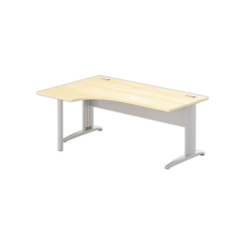 Bureau BUENOS AIRES compact retour à gauche hêtre/alu, L180 - Fiducial Office Solutions