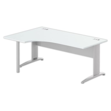 Bureau BUENOS AIRES compact retour à gauche gris/alu, L180 - Fiducial Office Solutions