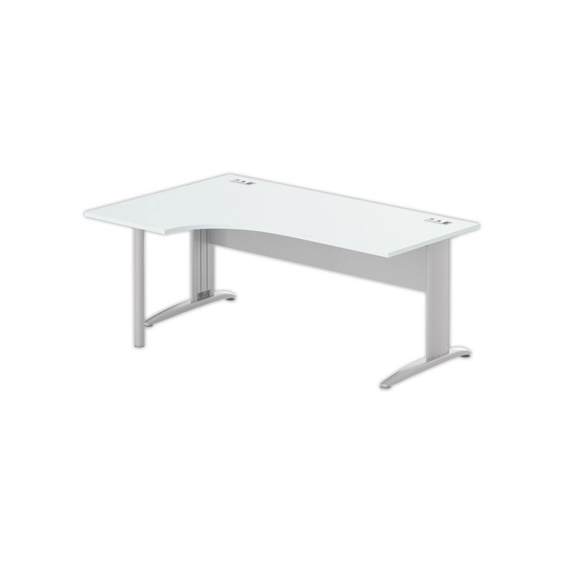 Bureau BUENOS AIRES compact retour à gauche gris/alu, L180 - Fiducial Office Solutions