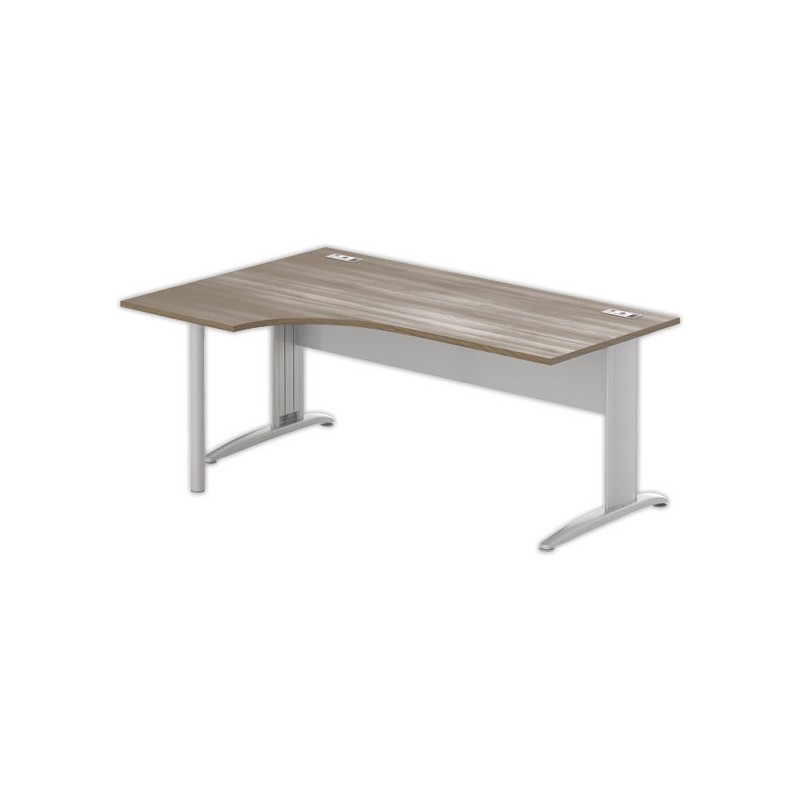 Bureau BUENOS AIRES compact retour à gauche noyer/alu, L180 - Fiducial Office Solutions