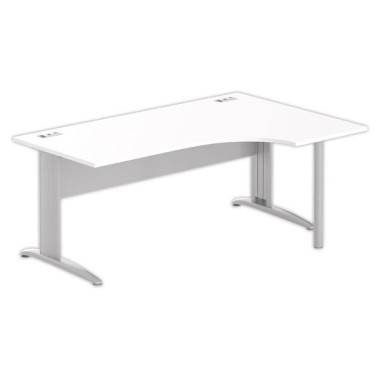 Bureau BUENOS AIRES compact retour à droite blanc/alu, L180 - Fiducial Office Solutions