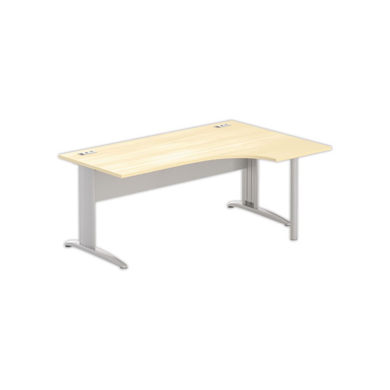 Bureau BUENOS AIRES compact retour à droite hêtre/alu, L180 - Fiducial Office Solutions
