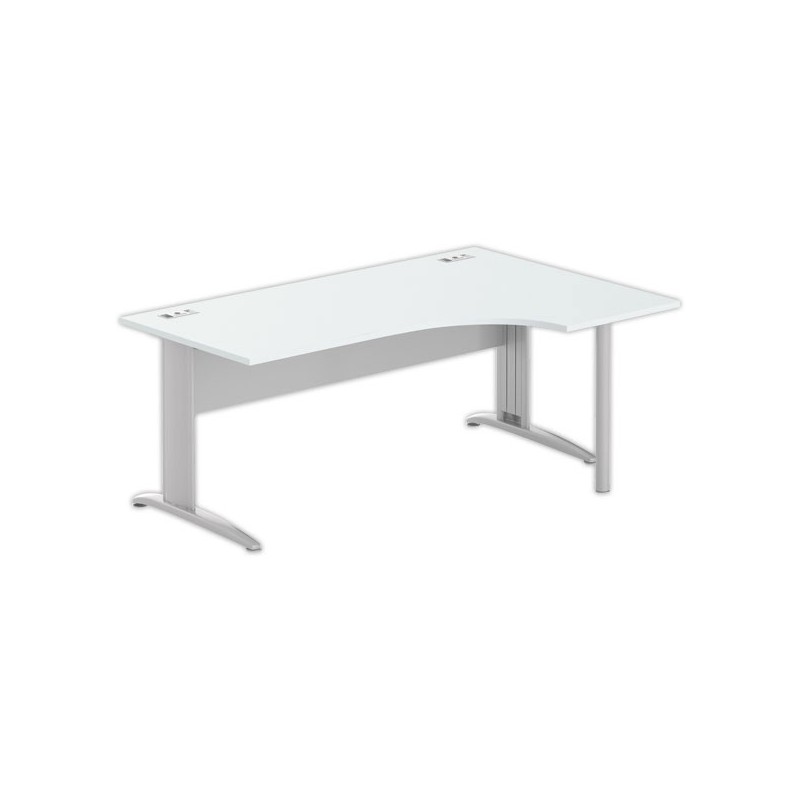 Bureau BUENOS AIRES compact retour à droite gris/alu, L180 - Fiducial Office Solutions
