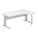 Bureau BUENOS AIRES compact retour à droite gris/alu, L180 - Fiducial Office Solutions