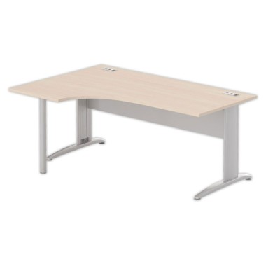 Bureau BUENOS AIRES compact retour à gauche acacia/alu, L180 - Fiducial Office Solutions