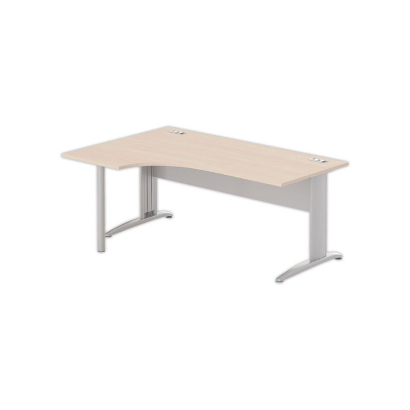 Bureau BUENOS AIRES compact retour à gauche acacia/alu, L180 - Fiducial Office Solutions