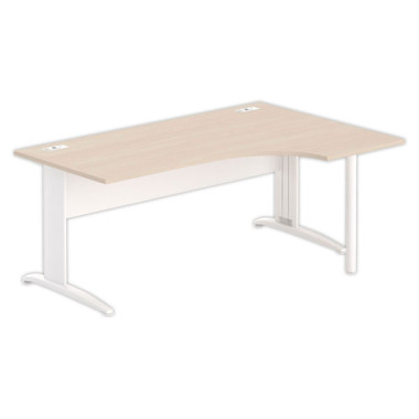 Bureau BUENOS AIRES compact retour à droite acacia/blanc, L180 - Fiducial Office Solutions