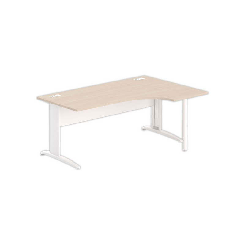 Bureau BUENOS AIRES compact retour à droite acacia/blanc, L180 - Fiducial Office Solutions