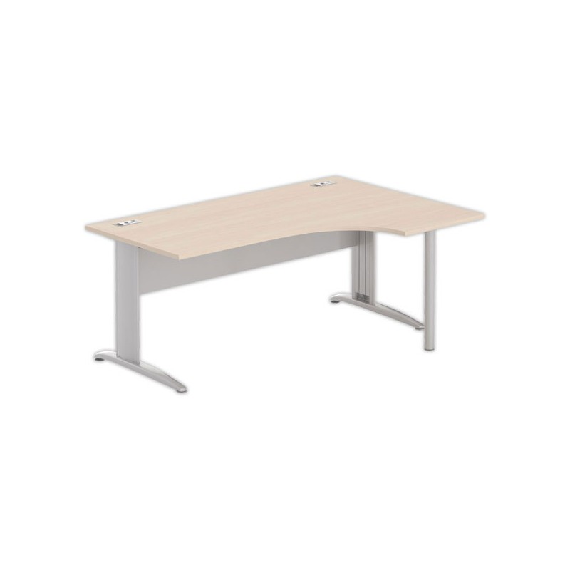 Bureau BUENOS AIRES compact retour à droite acacia/alu, L180 - Fiducial Office Solutions