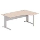 Bureau BUENOS AIRES compact retour à droite acacia/alu, L180 - Fiducial Office Solutions