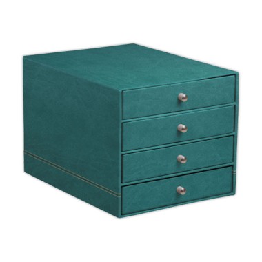 Module classement Rhodiarama 4tiroirs simili cuir italien-Bleu pétrole - Rhodia