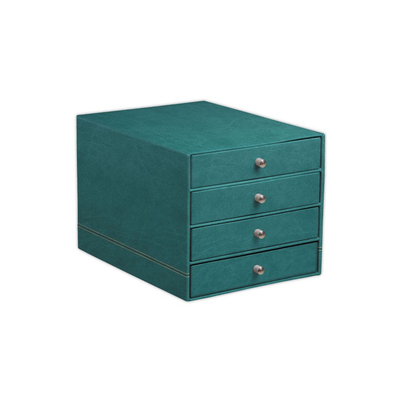 Module classement Rhodiarama 4tiroirs simili cuir italien-Bleu pétrole - Rhodia