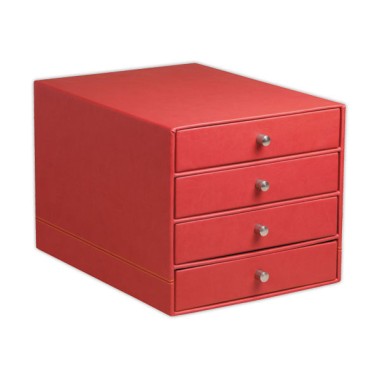 Module classement Rhodiarama 4 tiroirs, simili cuir italien - Rouge - Rhodia