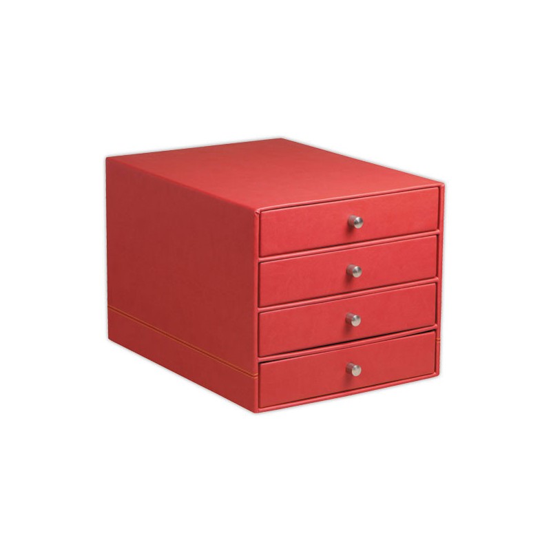 Module classement Rhodiarama 4 tiroirs, simili cuir italien - Rouge - Rhodia