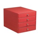 Module classement Rhodiarama 4 tiroirs, simili cuir italien - Rouge - Rhodia