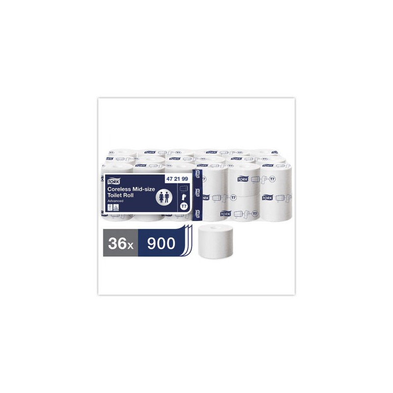 Rouleaux de papier toilette Tork Mid-Size sans Mandrin T7 x36 - Tork