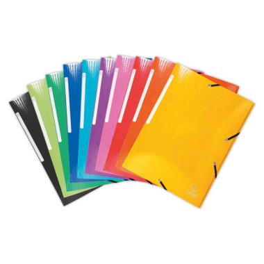 Chemises 3 rabats à élastiques EXACOMPTA -carte pelliculée- assortis x25 - Exacompta