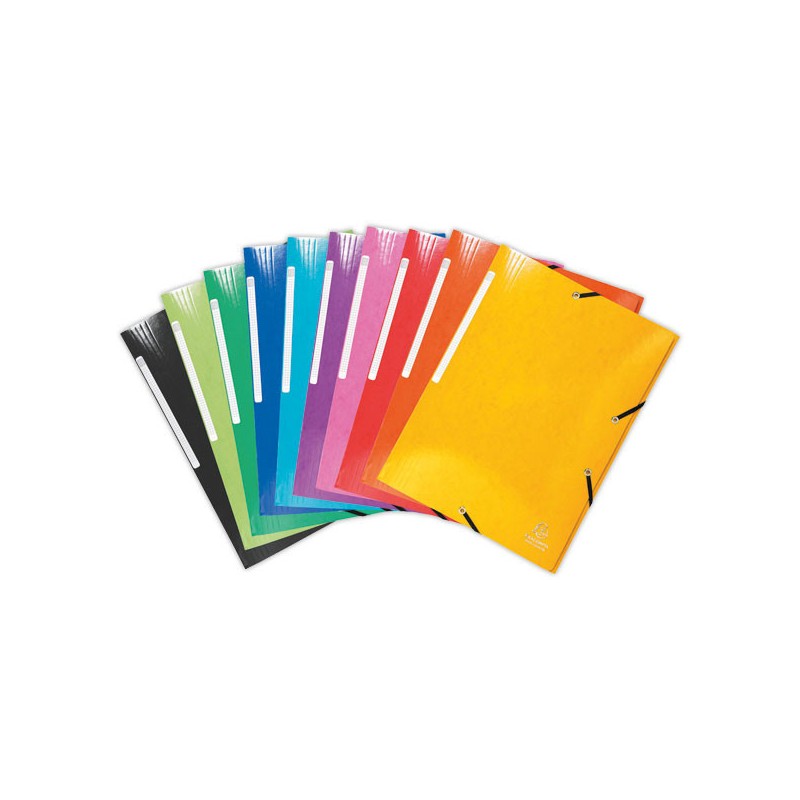 Chemises 3 rabats à élastiques EXACOMPTA -carte pelliculée- assortis x25 - Exacompta