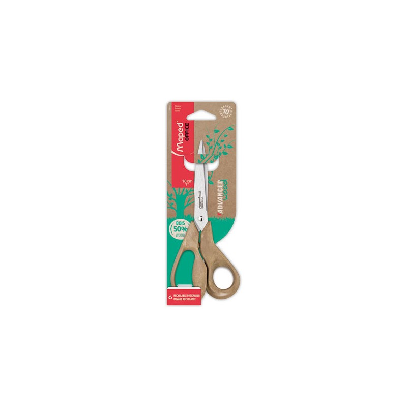 Paire de ciseaux asymétrique pour droitier Advanced Wood MAPED - 18 CM - Maped