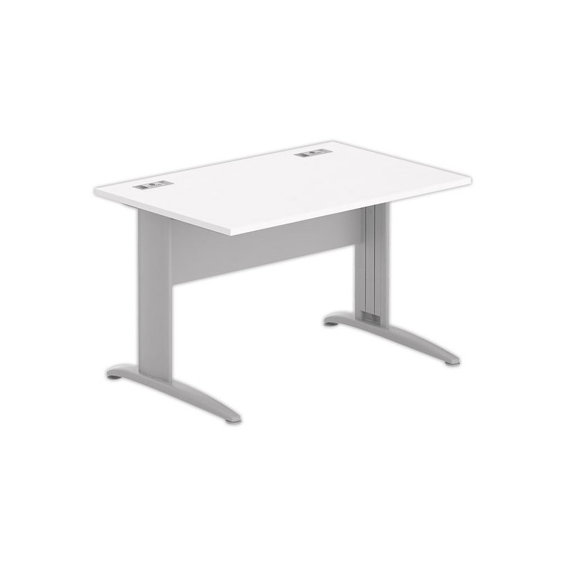 Bureau BUENOS AIRES 120 x 80 blanc - pieds aluminium - Fiducial Office Solutions