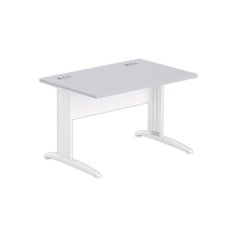 Bureau BUENOS AIRES 120 x 80 gris - pieds blancs - Fiducial Office Solutions