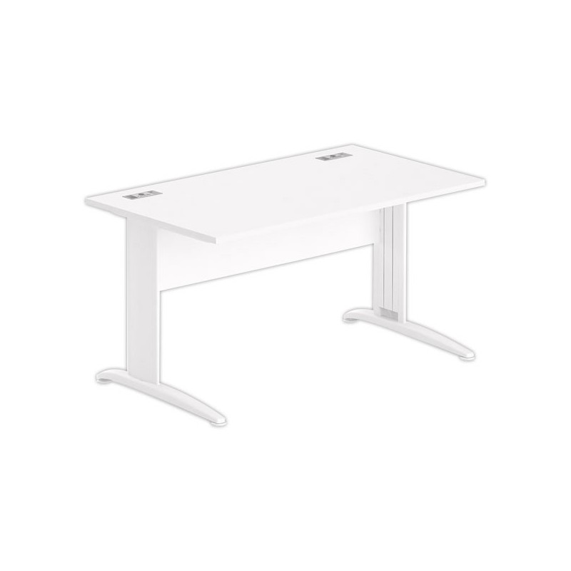 Bureau BUENOS AIRES 140 x 80 blanc - pieds blancs - Fiducial Office Solutions