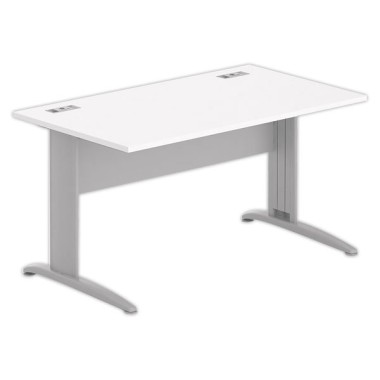 Bureau BUENOS AIRES 140 x 80 blanc - pieds aluminium - Fiducial Office Solutions