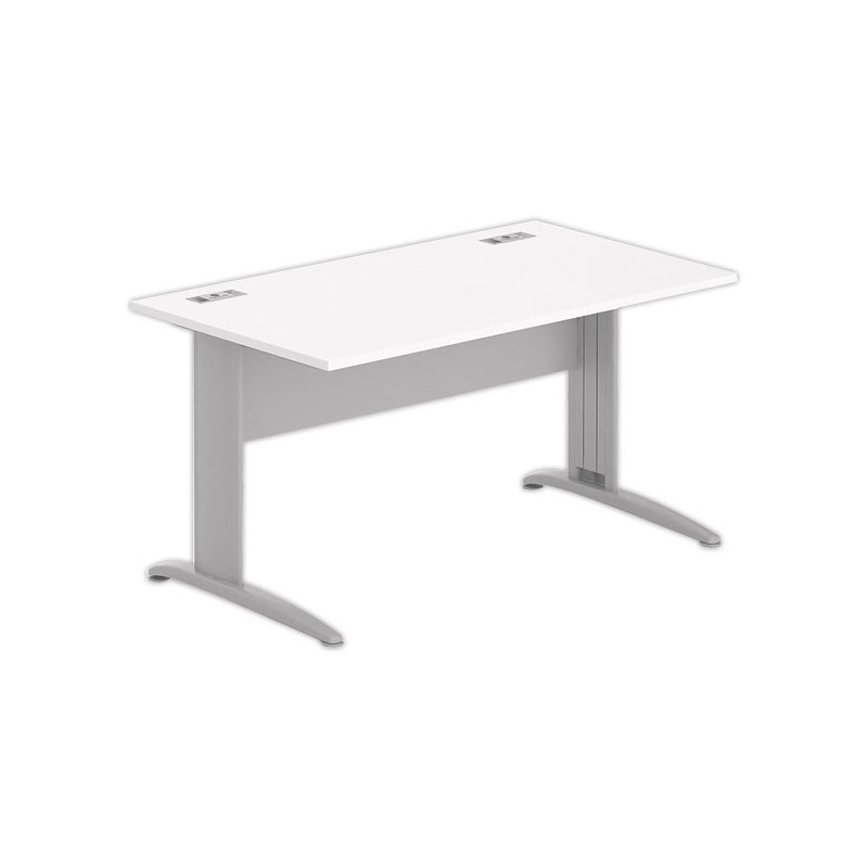 Bureau BUENOS AIRES 140 x 80 blanc - pieds aluminium - Fiducial Office Solutions