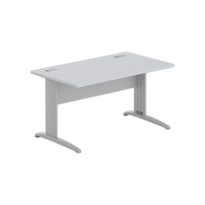 Bureau BUENOS AIRES 140 x 80 gris - pieds aluminium - Fiducial Office Solutions