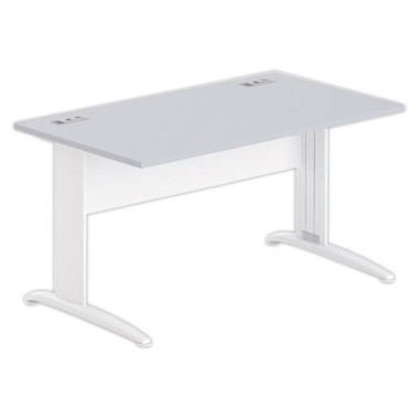 Bureau BUENOS AIRES 140 x 80 gris - pieds blancs - Fiducial Office Solutions