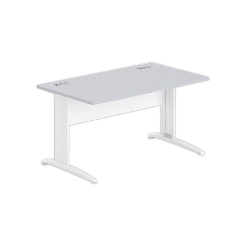 Bureau BUENOS AIRES 140 x 80 gris - pieds blancs - Fiducial Office Solutions