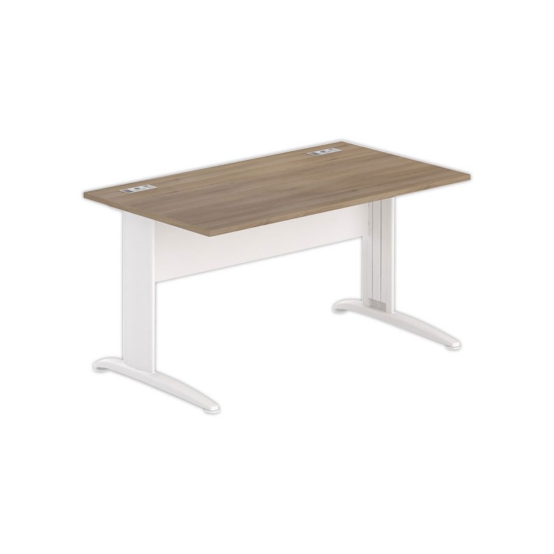 Bureau BUENOS AIRES 140 x 80 noyer - pieds blancs - Fiducial Office Solutions