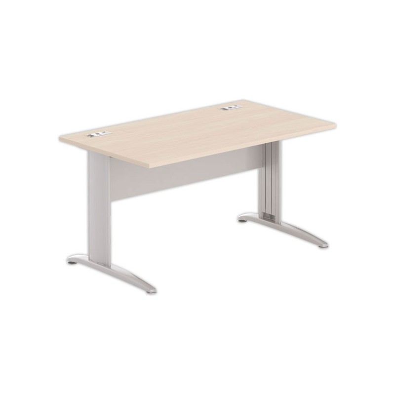 Bureau BUENOS AIRES 140 x 80 acacia clair- pieds aluminium - Fiducial Office Solutions