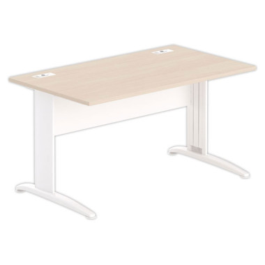 Bureau BUENOS AIRES 140 x 80 acacia clair - pieds blancs - Fiducial Office Solutions