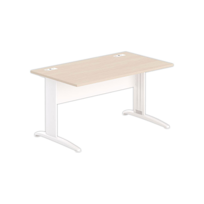 Bureau BUENOS AIRES 140 x 80 acacia clair - pieds blancs - Fiducial Office Solutions