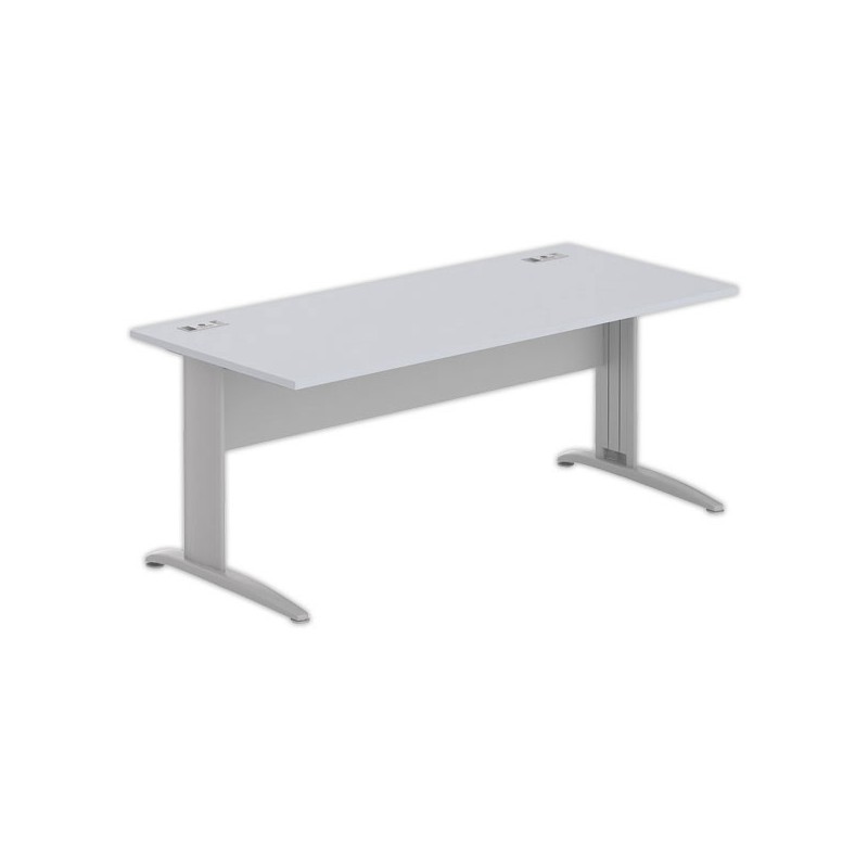 Bureau BUENOS AIRES 180 x 80 gris - pieds aluminium - Fiducial Office Solutions