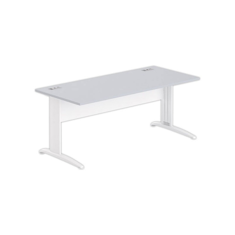 Bureau BUENOS AIRES 180 x 80 gris - pieds blancs - Fiducial Office Solutions