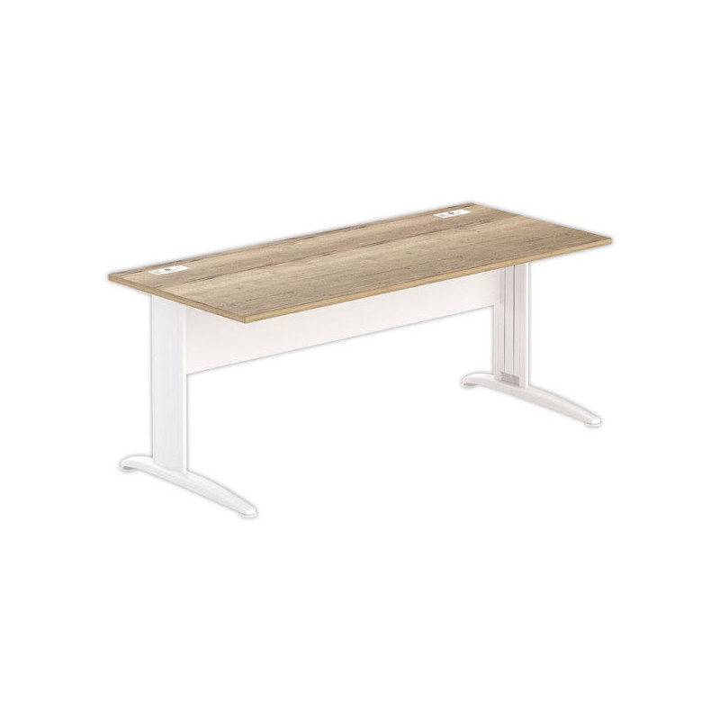 Bureau BUENOS AIRES 180 x 80 chêne veiné- pieds blancs - Fiducial Office Solutions