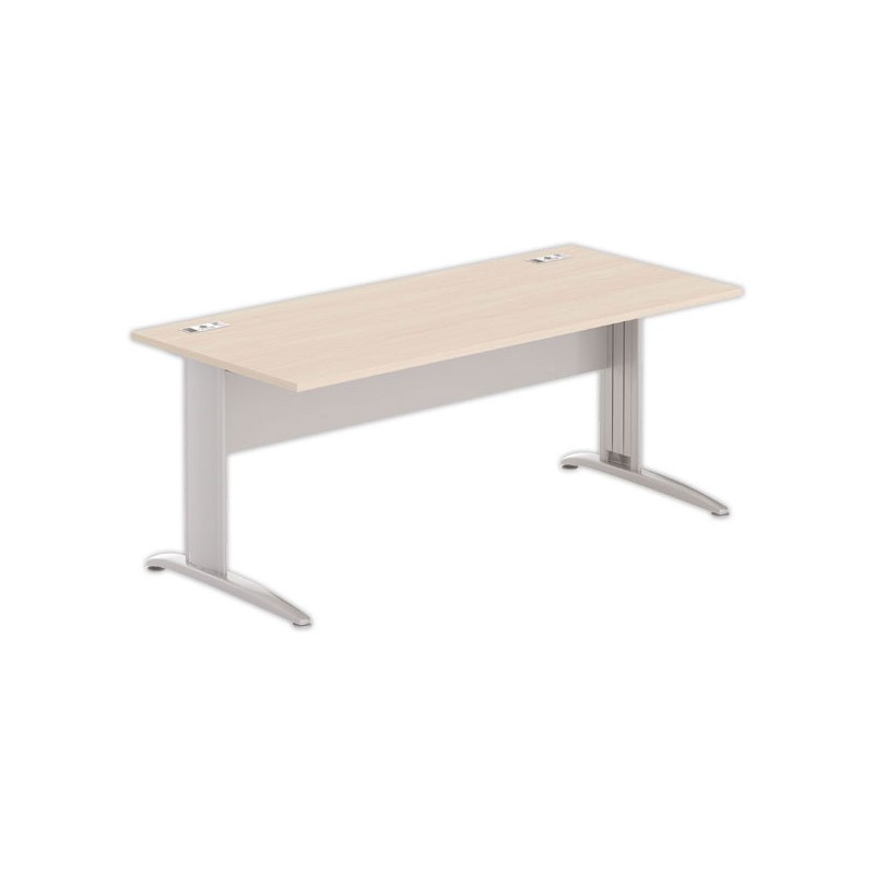 Bureau BUENOS AIRES 180 x 80 acacia clair - pieds aluminium - Fiducial Office Solutions