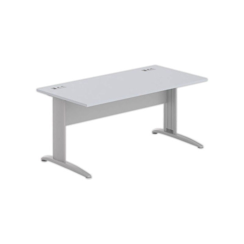 Bureau BUENOS AIRES 160 x 80 gris - pieds aluminium - Fiducial Office Solutions