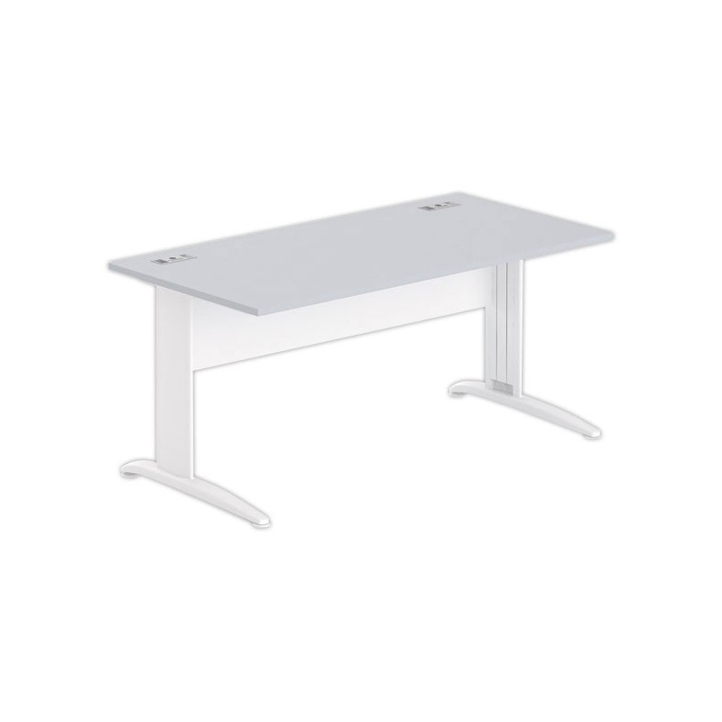 Bureau BUENOS AIRES 160 x 80 gris - pieds blancs - Fiducial Office Solutions