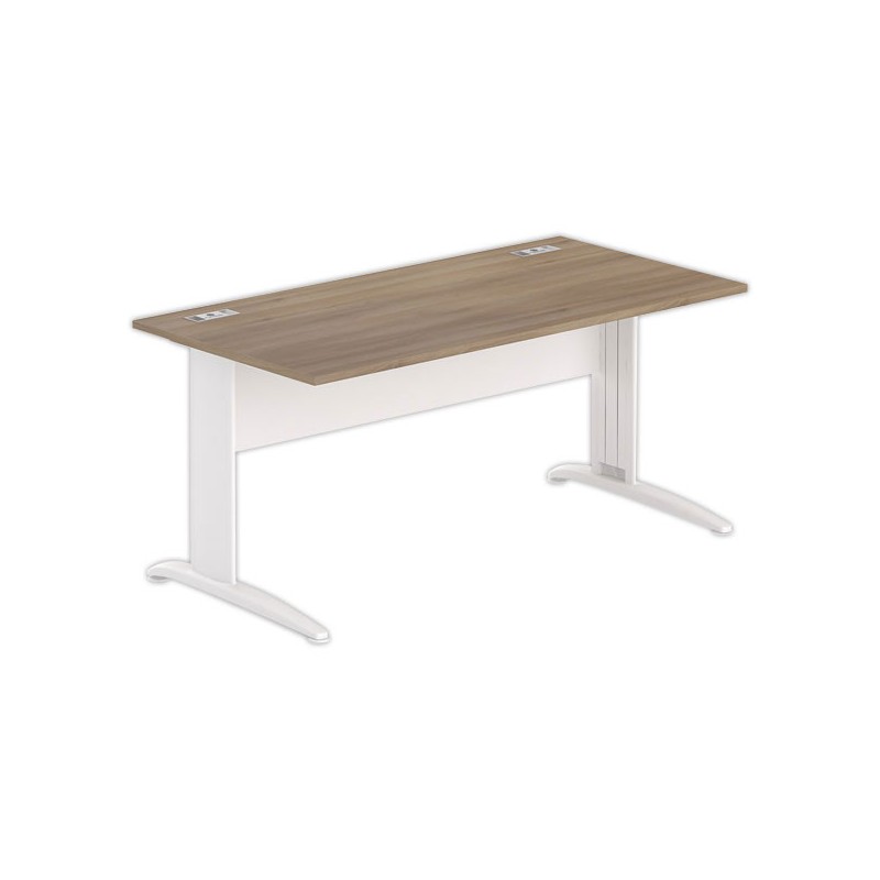 Bureau BUENOS AIRES 160 x 80 noyer - pieds blancs - Fiducial Office Solutions