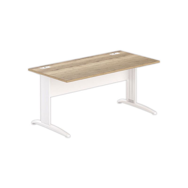 Bureau BUENOS AIRES 160 x 80 chêne veiné - pieds blancs - Fiducial Office Solutions